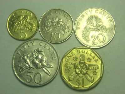 Singapore  5 , 10 , 20 ,  50 Cents  &  Dollar  1986 - 2010 - Image 1 of 2