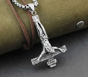 Men Cross of St Peter Stainless Steel Anti Cross Inverted Cross pendan Necklace