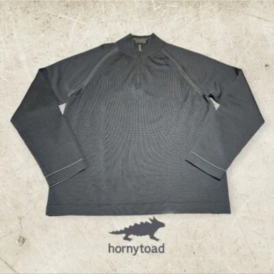 Horny Toad Men's XL 100% Merino Wool Quarter Zip Pullover Raglan Sweater Grey L - Image 1 of 4
