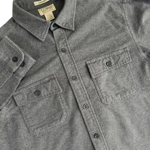 Camisa de tela de gamuza LL Bean para hombre L gris franela chamarra exterior vintage - Imagen 1 de 5