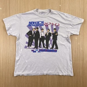 Vintage Hanes Shirt Mens Large White New Kids On The Block NKOTB 90s 80s Y2K POP - Picture 1 of 17