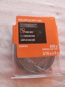 Cuerda de alambre galvanizado Everbilt 3/16 pulgadas X6 pies, carga de trabajo de 840 lb, 277985 - Imagen 1 de 2