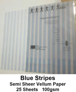 FRED HOSKING PMA4-SB BLUE STRIPES SEMI SHEER VELLUM PAPER 100gsm 52A044 - Picture 1 of 1