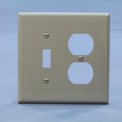 Interruptor de palanca de 2 velocidades gris Cooper PJ18GY salida dúplex placa de pared de nailon de tamaño mediano Foto 1 de 4