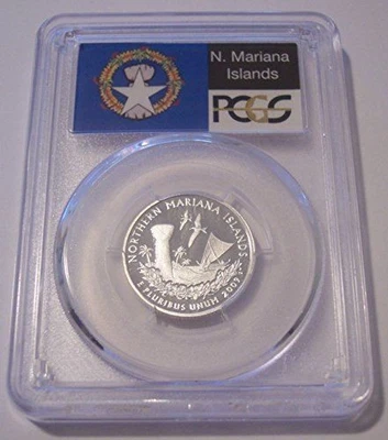 PCGS 2009 S Silver Northern Mariana Islands Territories Quarter PR70 DCAM Flag* - Image 1 of 2
