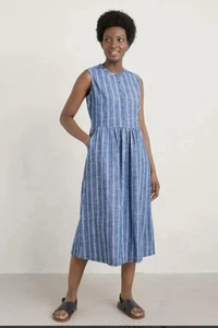 Seasalt Creek Cottage Dress, Chesil Stripe Marine, Size 12 Petite - Picture 1 of 3