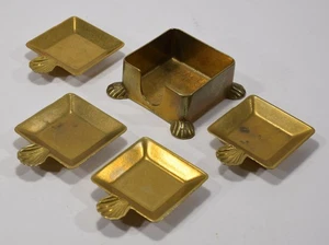 hübsche vintage PERSONENASCHENBECHER mit STÄNDER Messing Mid Century Muschel - Bild 1 von 5