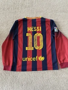 RARE Messi Number 10 Kids Barcelona Long Sleeve Shirt - Picture 1 of 10