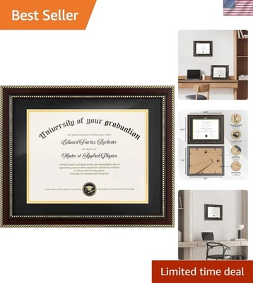 Marco Diploma 11x14 Marco de Certificado de Pared con Vidrio Templado Caoba Negro... Foto 1 de 4