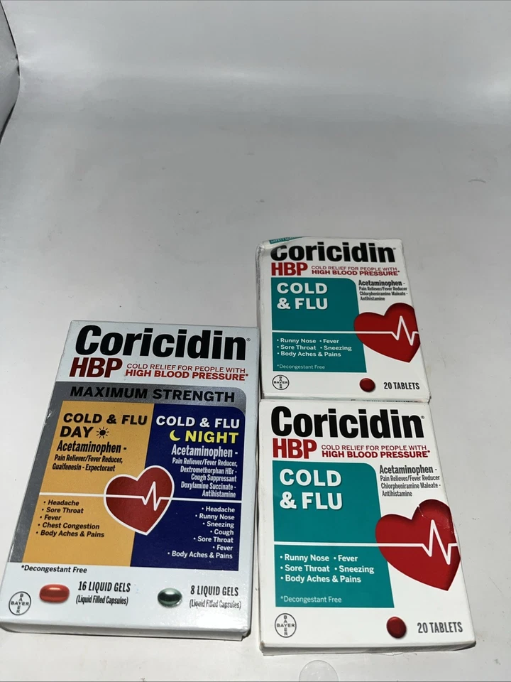 3pack Coricidin HBP Day &night, Coricidin HBP Cold &flu Exp 03/30/26 - Image 1 of 1