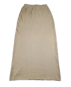 Peruvian Connection S Maxi Skirt 100% Pima Cotton Ribbed Knit Beige Capsule Long - Picture 1 of 6