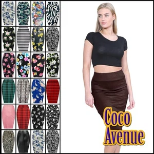 Ladies Pencil Skirt Tube High Waist Printed Stretchy Bodycon Summer Midi Skirt - Picture 1 of 14