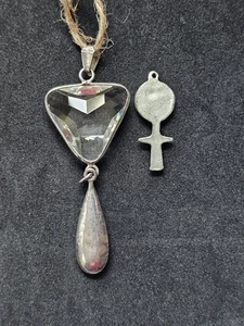 Sparkeling Crystal Pendant Sterling Silver Handcrafted & Female Tribal Sterling  - Picture 1 of 23