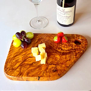 Rustic Small Olive Wood Cutting Board with Hole – Natural Serving Platter Gift - Picture 1 of 9