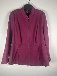 Lane Bryant Zip Front Jacket Blazer Burgundy Wine Purple NWT - Picture 1 of 5