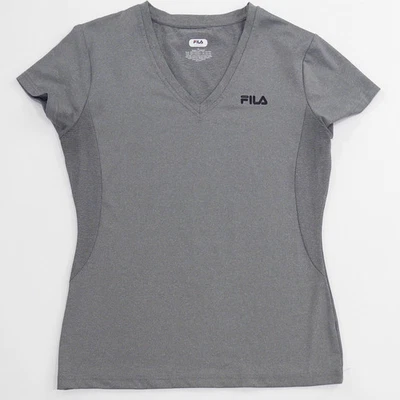 Женский спортивный топ Fila Sport серый с v-образным вырезом короткий рукав средний - Изображение 1 из 4
