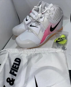 Nike Zoom Javelin Elite 3 Track Shoes Mens 13 White Pink AJ8119-101 Spikes & Bag - Picture 1 of 6
