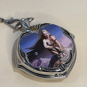 Rare Franklin Mint Boris Vallejo Sept. Calendar Girl Knightstone Pocket Watch - Picture 1 of 13