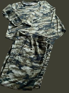Womens Pajamas Plus Size 2XL Camo Fleece Lounge Set Poly/spandex Joggers Tunic - Picture 1 of 1