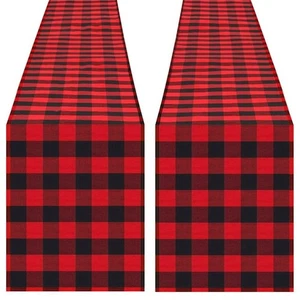 Buffalo Plaid Tischläufer 2 Packungen 13x84 cm schwarz und rot kariert Tischläufer - Bild 1 von 8