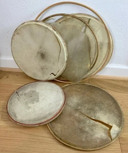 LOT of 6 Flesh Hoop Parts for Calf Skin Drum Heads 30s 40s Vtg 11-12.5-14-16-in. - Picture 1 of 8