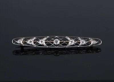 Vintage Estate Antique Art Deco Platinum European Old Miner Diamond Pin Brooch - Image 1 of 4