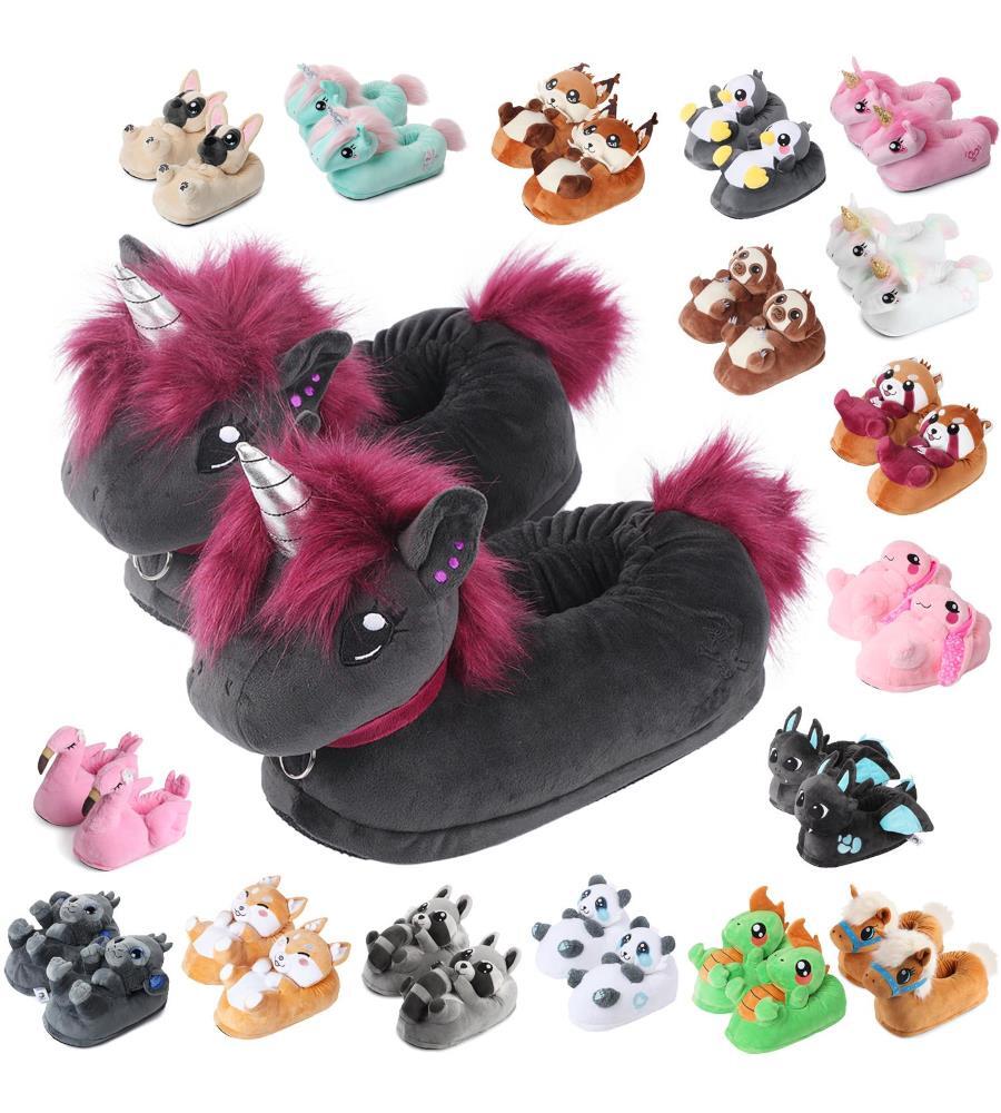 LACOFIA Kinder Hausschuhe Winter - Warme Plüsch Pantoffel Mit Cartoon Design - Rutschfeste Winterschuhe Für Jungen