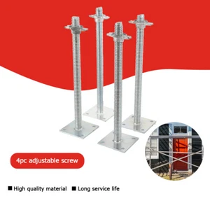 4 PIEZAS Gatos Niveladores Ajustables 18" Andamio Tornillo Sólido Jack con Placa Base - Imagen 1 de 12