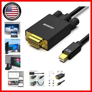 Durable Mini DisplayPort to VGA 6 Feet Cable - Ideal for Projector and Monitor - Picture 1 of 9