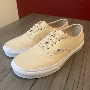 Beige Vans Size 6.5M 8.0W Tan Leather Excellent Condition - Picture 1 of 10