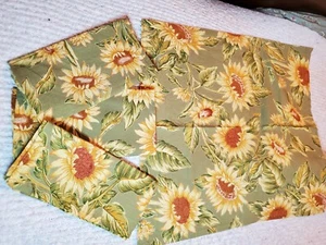 April Cornell SUNFLOWER Green Floral Cloth Napkin Set of (4) Four Cotton Fabric - Picture 1 of 5