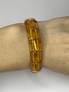 Genuine Cognac Color Amber Stone Bracelet.Cognac Square shape Amber Bracelet. - Picture 1 of 14