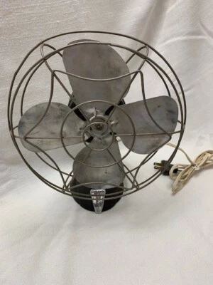 Antique Eskimo Pedestal Fan Spider Web Design Cast Iron USA Model 1005J - Image 1 of 4