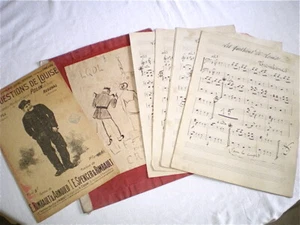 PARTITION MANUSCRITE AVEC DESSIN A LA PLUME LES QUESTIONS DE LOUISE 1900 - Imagen 1 de 3