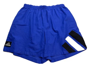 Vintage Adidas Big Logo 3 Stripe 8" Athletic Shorts Size XL Royal Blue 90's - Picture 1 of 11