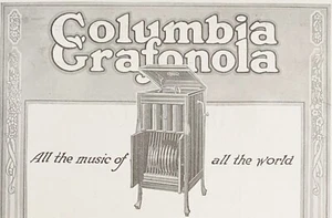 COLUMBIA GRAFONOLA Vtg1914 Print Ad~Antique Graphophone Music Record Disc Player - Picture 1 of 5