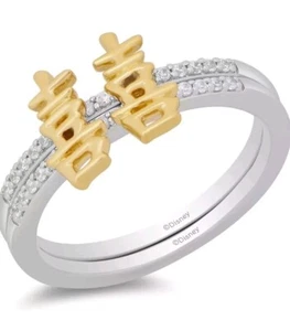 Jewelili Enchanted Disney Fine Jewelry Sterling Silver and 10K Yellow Gold 1/6Ct - Picture 1 of 10