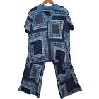 Cuddl Duds Womens Sleepwear Set Size Medium Crepe Knit Paradise Blue Blue 2 Pc