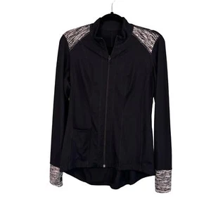 Women's Jacket S/M Athletic Activewear Running Jogging Yoga Zip Up Marled Black - Picture 1 of 7