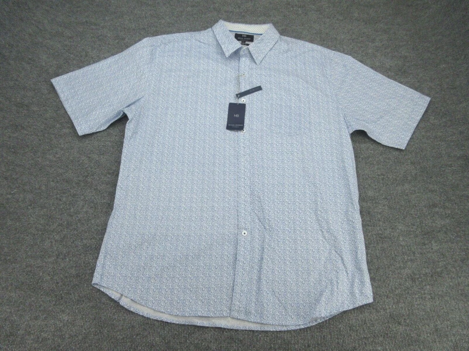 Camisa Michael Brandon Para Hombres 2XL Azul Ajustada Manga Corta Abotonada Adulto XXL NUEVA Foto 1 de 4