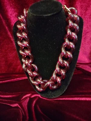 "Gargantilla gruesa J Crew audaz cadena Lucita collar distintivo 18"" rosa rojo granate"  Foto 1 de 4