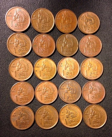 Vintage Norway Coin Lot - Ore - SQUIRREL SERIES - 20 Great Coins - FREE SHIPPING Cover