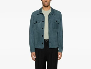 Mens Blue Suede Leather Trucker Jacket Suede Custom Made Size S M L XL 2XL 3XL - Picture 1 of 3