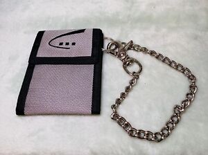 (E) Levi’s - Gray Canvas Trifold Wallet With 12” Chain & Hook and Loop Closure