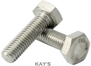 M4,M5,M6,M8 HEXAGON HEAD FULLY THREADED SET SCREWS A2 STAINLESS STEEL BOLTS  - Picture 1 of 2