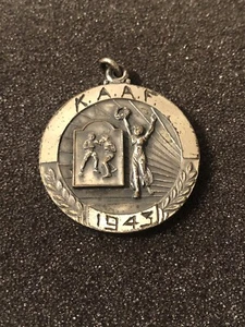 Antique 1943 Heavyweight Boxer Runner Up 2nd Place Medal K.A.A.F. Boxer’s Award - Picture 1 of 5