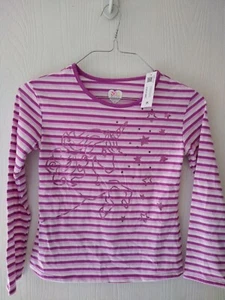 Girls 365 Kids by Garanimals Long Sleeve Shirt Tee Size 7- Striped Unicorn  - Picture 1 of 3