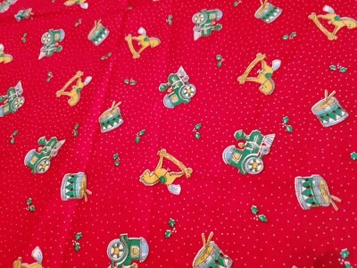 Vntg Sewing Fabric Springs Christmas Holly Dot Red Toy Toss Hobbie Horse 22"x45" - Image 1 of 4