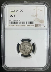 NGC VG8  1926-D Mercury Dime Silver Better Date Certified Choice 10c c10 - Picture 1 of 2