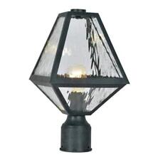 Crystorama Post Light 15.5"x8" 1-Light Black Charcoal Outdoor w/Seeded Glass